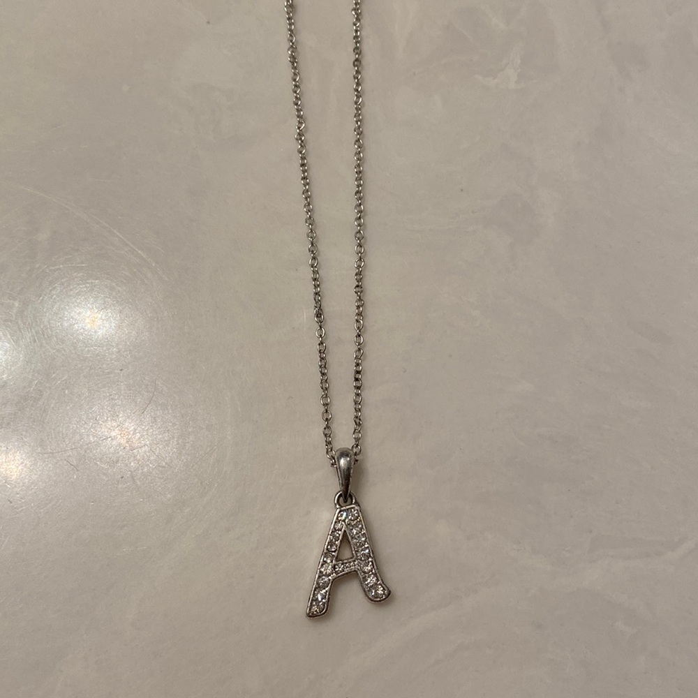 Rhinestone “A” Pendant Necklace